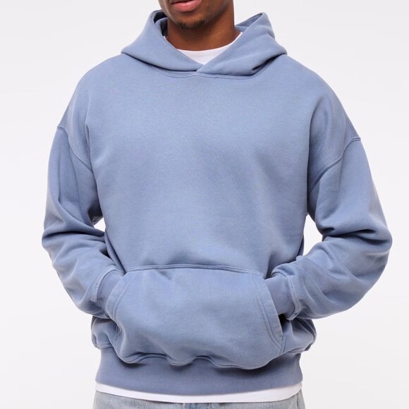 NEW Abercrombie & Fitch Men's Essential Popover Hoodie COOL BLUE Sz Small S NWT - Picture 2 of 6